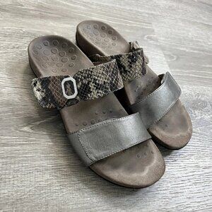 Vionic‎ Rest Camila Womens Size 9M Sandals 2 Strap Snakeskin Metallic Orthaheel